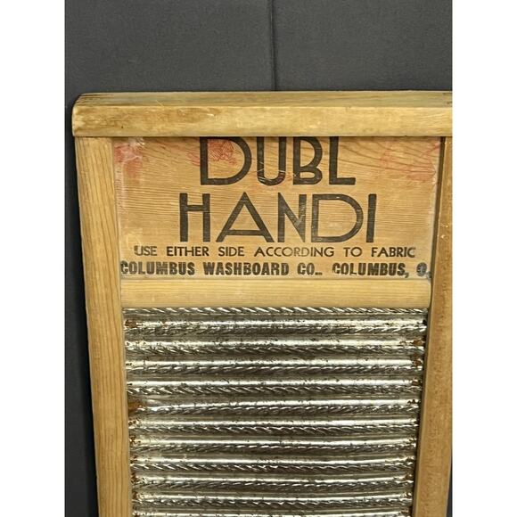 Set of 2 Vtg. Small Wooden Columbus Dubl Handi Galvanized Metal Washboards - Picture 2 of 16